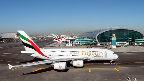 Emirates aircraft on runway